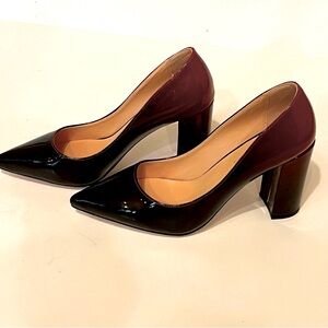 Fericzot Black & Red Patent Leather pointed toe block heel women’s shoe size 8